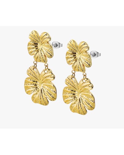 Pendientes flores doradas acero