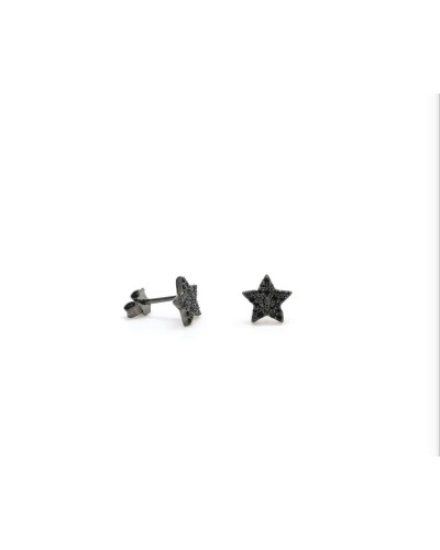 Pendientes plata de ley estrella negra
