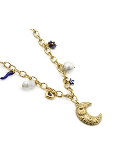 Collar Luna metal dorado oro 18