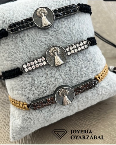 Pulsera Virgen del Pilar circonitas negra