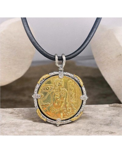 Colgante moneda Egipcia, plata de ley y bronce.