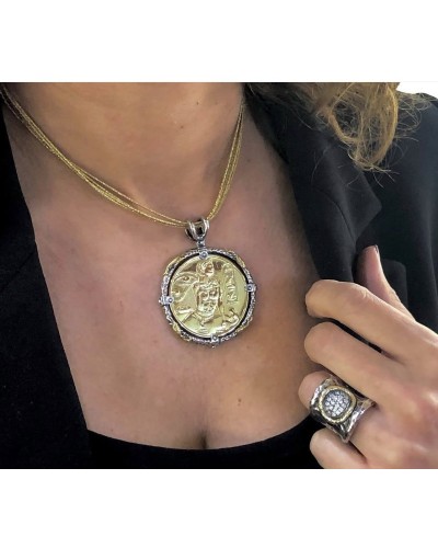 Colgante moneda Egipcia, plata de ley y bronce.