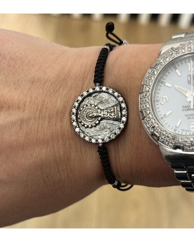 Pulsera Virgen del Pilar plata de ley envejecida