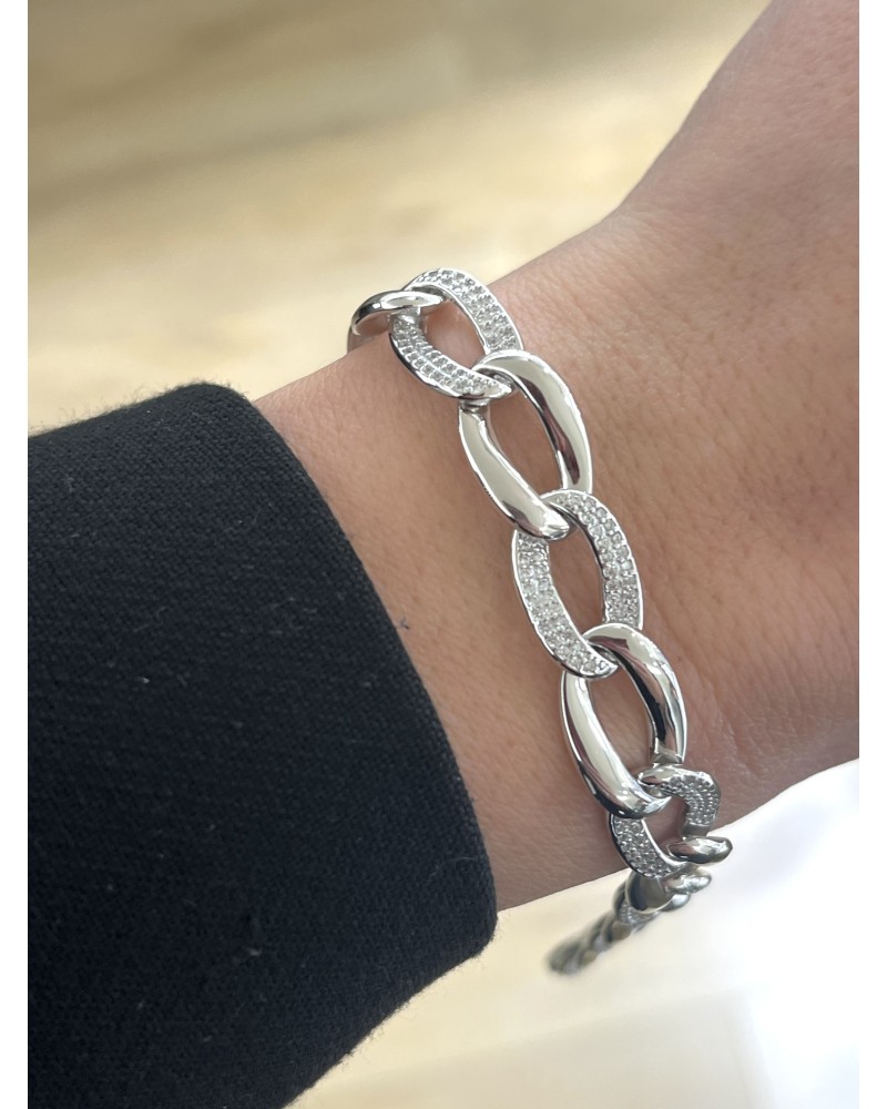 Pulsera eslabones trenzados plata de ley